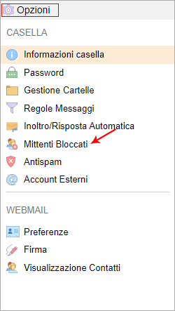 webmail classic blocco di email indesiderate guide hosting aruba it