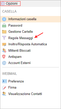 webmail classic impostare regole e filtri per la posta in arrivo guide hosting aruba it